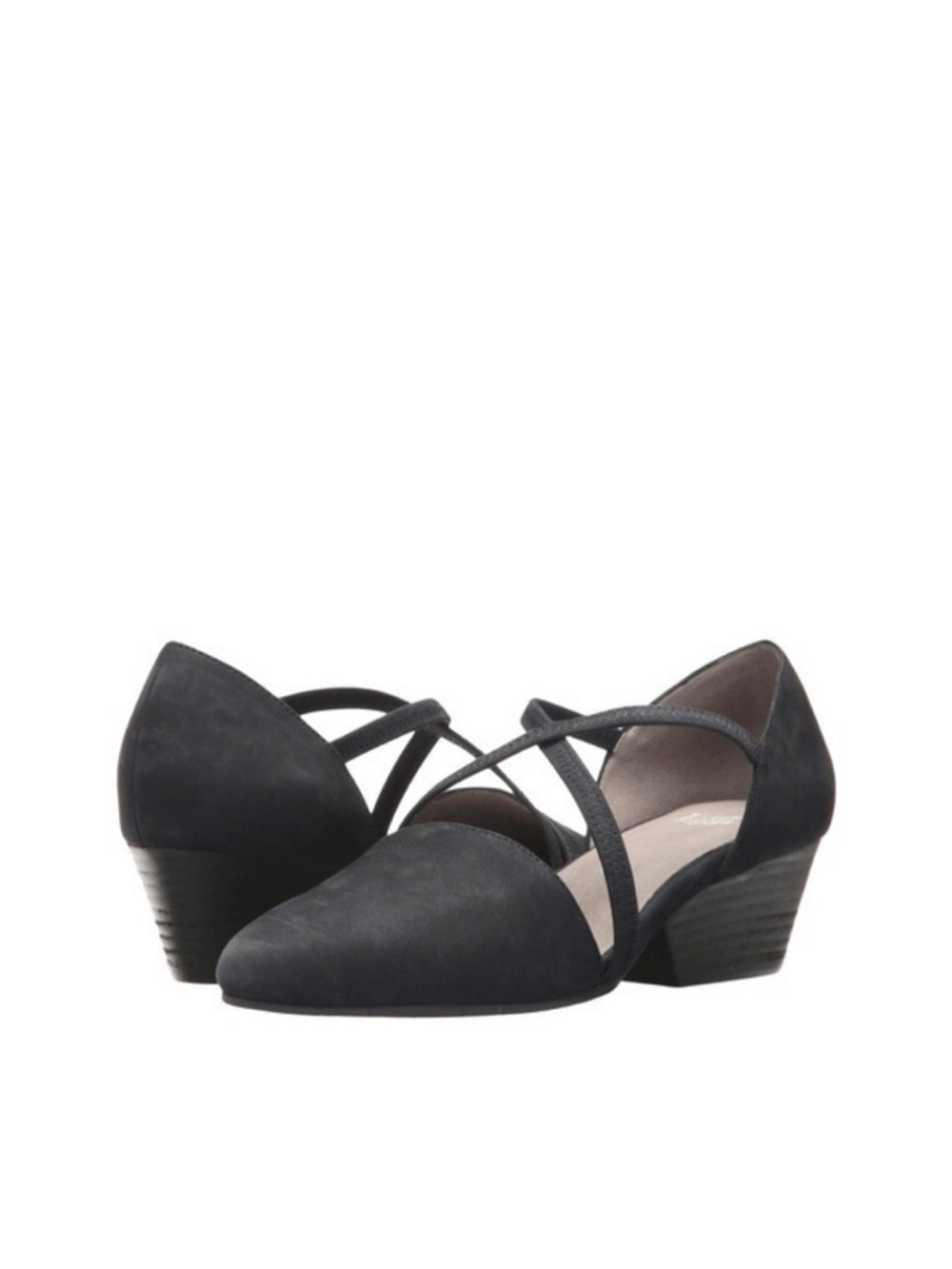 Eileen Fisher Poet suede Heels Criss Cross Strap Slip On Black 11 pointy toe